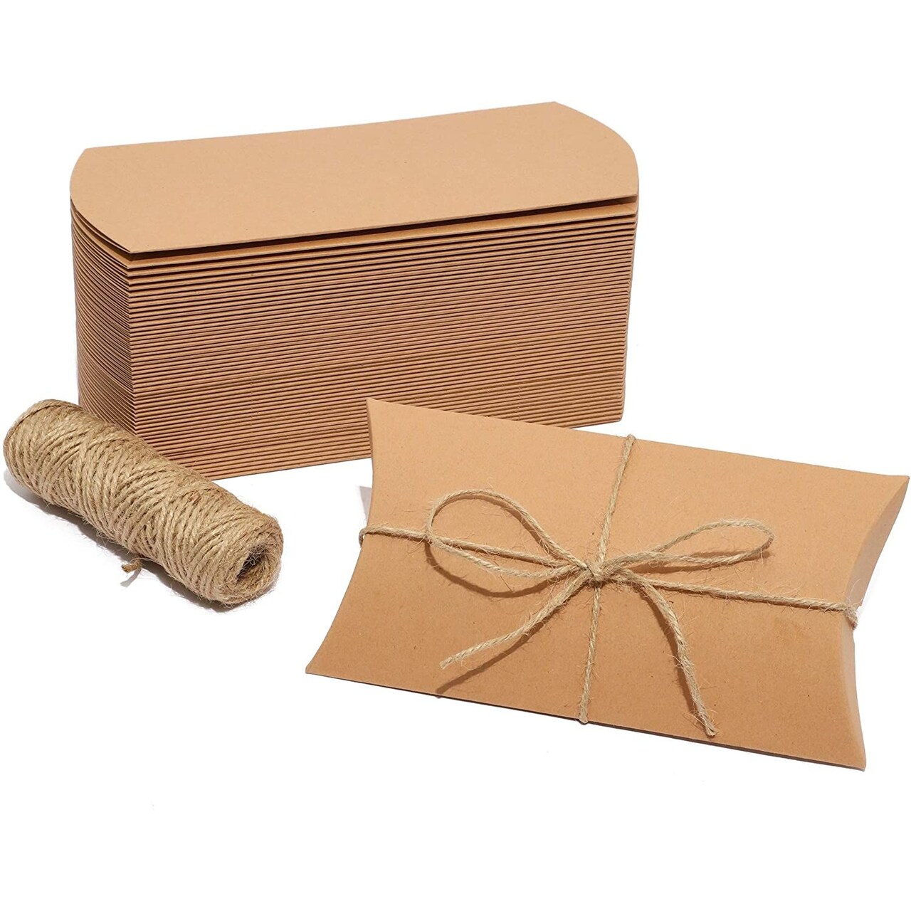 Bright Creations Kraft Paper Pillow Gift Box Set - Pack of 50 - Pillow Box - Gift Set
